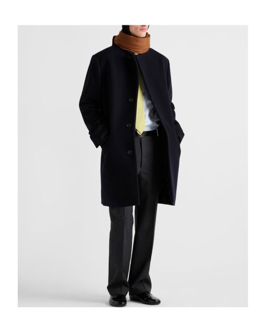 Prada Black Single-Breasted Wool Blend Coat for men