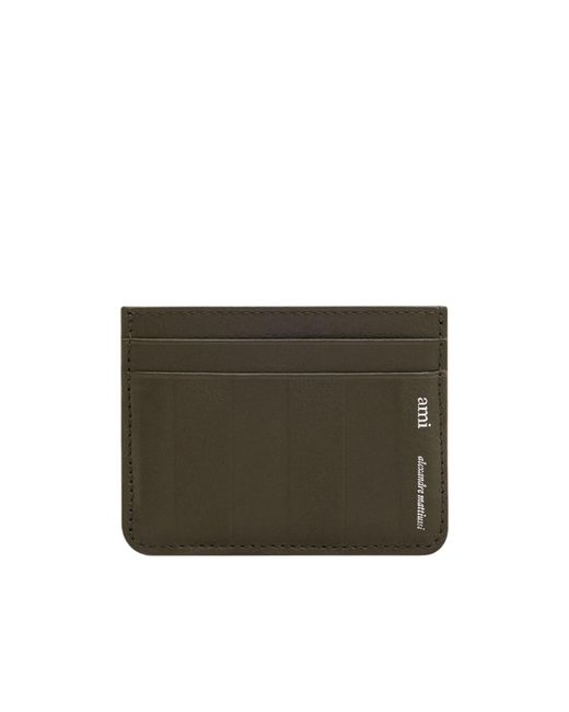 AMI Brown Leather Cardholder for men