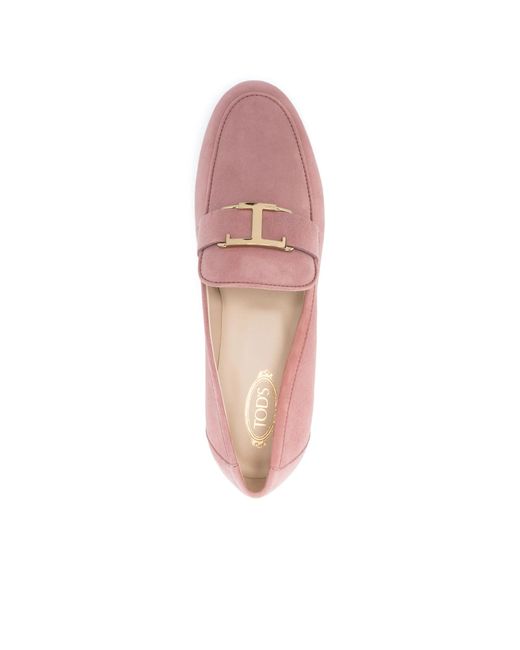 Tod's Pink Round Head Loafer Shoes