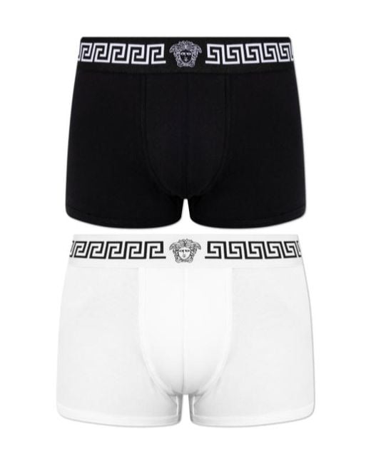 Versace Black Greca-Border Two-Pack Briefs for men