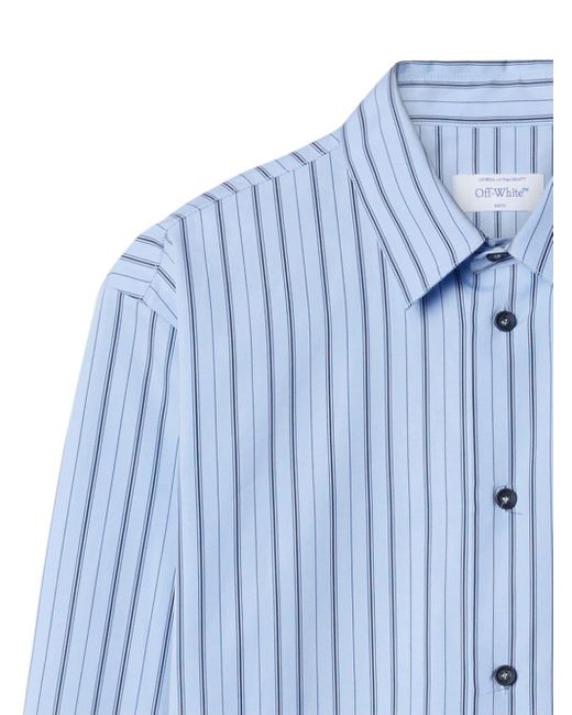 Off-White c/o Virgil Abloh Blue Striped Curved Hem Shirt for men