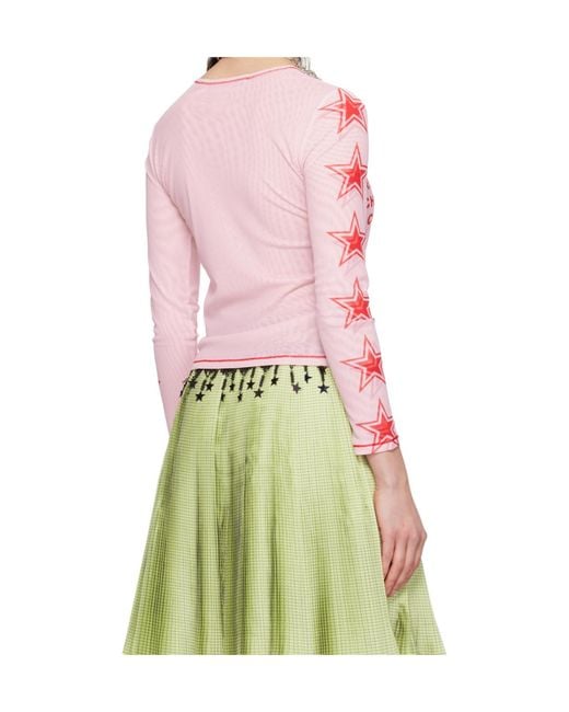 Chopova Lowena Pink Mesh Crew Neck Top