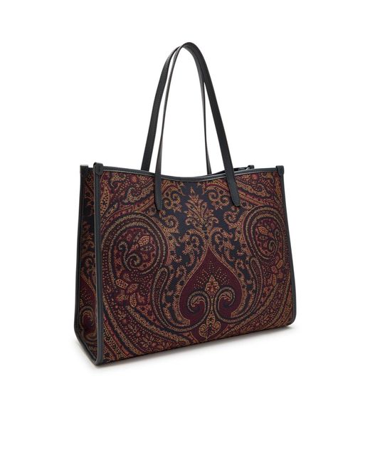 Etro Red Patterned Tote Bag