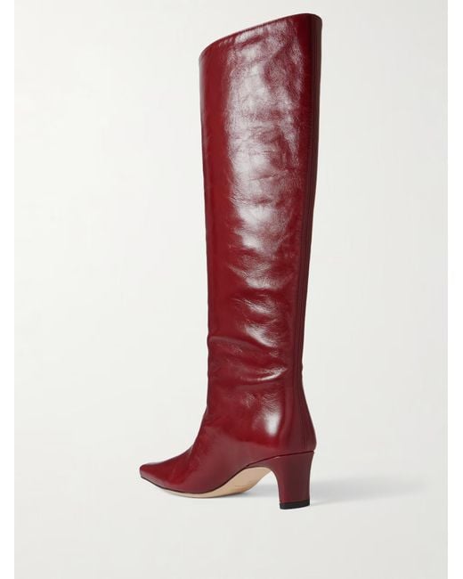 Staud Red Wally Leather Knee Boots