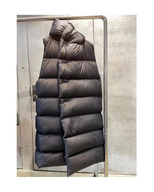 Rick Owens Gray Long Sleeveless Down Vest