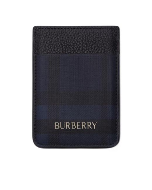 Burberry Blue City Check Magnetic Card Case for men