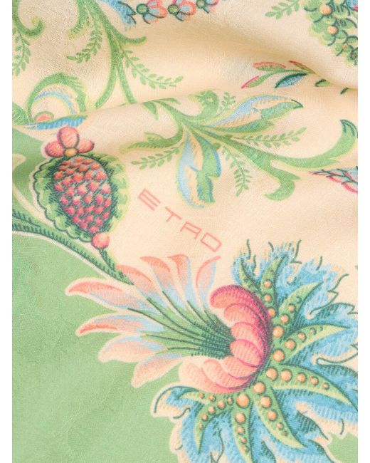 Etro Green Paisley Printed Scarf