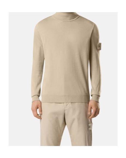 Stone Island Natural Regular-Fit Turtleneck Jumper With Ribbed Trims for men