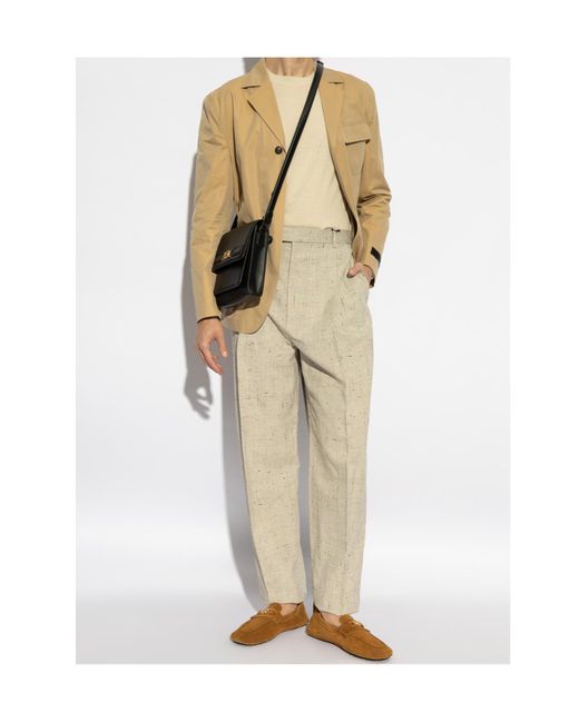 Versace Natural Flap-Pocket Single-Breasted Tailored Blazer for men