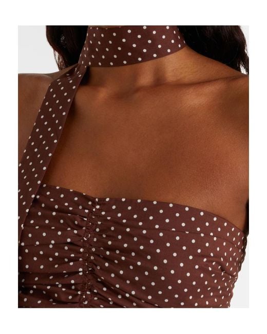 Posse Brown Edie Polka-Dot Top