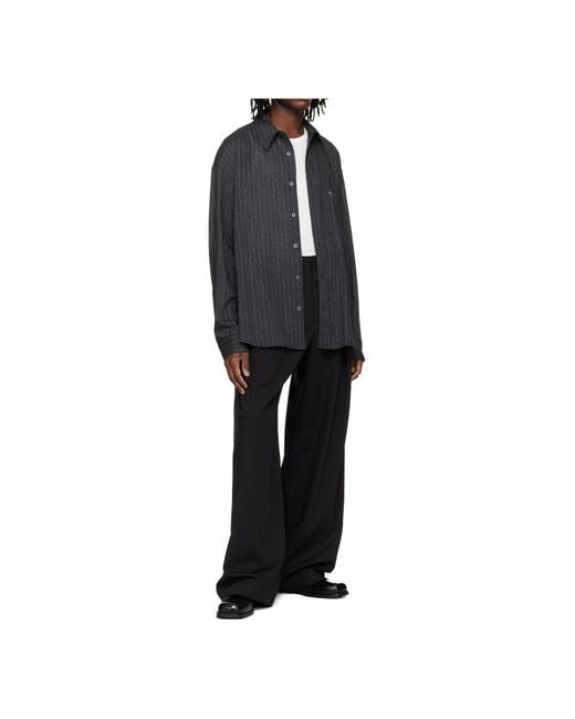 Wooyoungmi Black Single-Pleated Wide-Leg Casual Pants for men