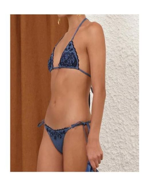 Zimmermann Blue Embroidered Bikini Two-Piece Set