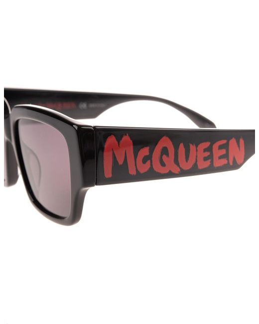 McQueen Multicolor Eyewear Graffiti Rectangular Frame Sunglasses
