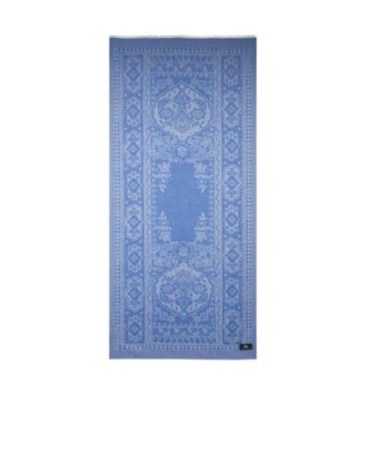 Etro Blue Silk-Blend Scarf With Geometric Motif for men