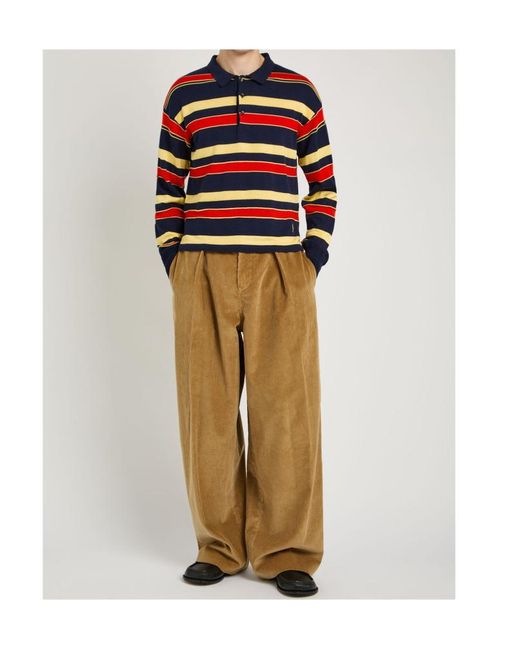 J.W. Anderson Blue Striped Knit Polo Shirt for men