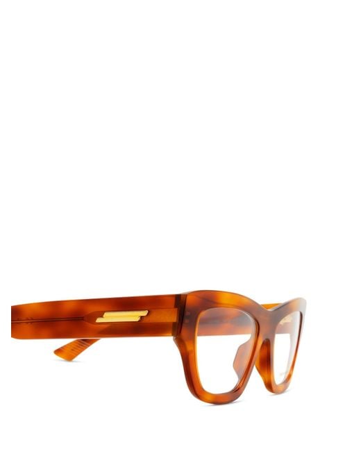 Bottega Veneta Orange Eyewear Rectangular Frame Glasses
