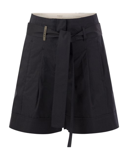 Peserico Black Pleated High-Waist Shorts