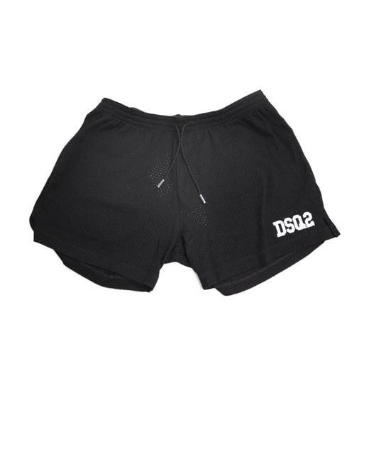 DSquared² Black Logo Shorts for men