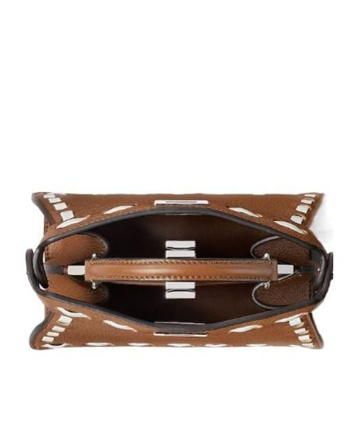 Fendi Brown Peekaboo Iseeu Whipstitch Leather Small Shoulder Bag