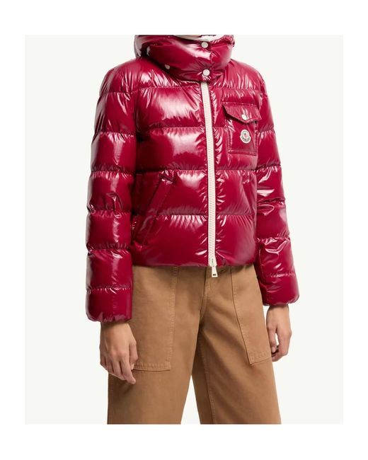 Moncler Red Andro Short Down Jacket With Hood
