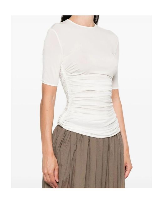 Alaïa White Alaïa Gather Detailed Jersey T-Shirt