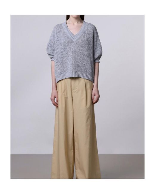 Roberto Collina Blue V-Neck Knitted Sweater