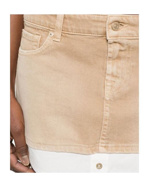 7 For All Mankind Natural Button-Fastening Mini Skirt