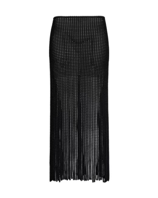 Alaïa Black Alaïa Fringe Column Knitted Skirt