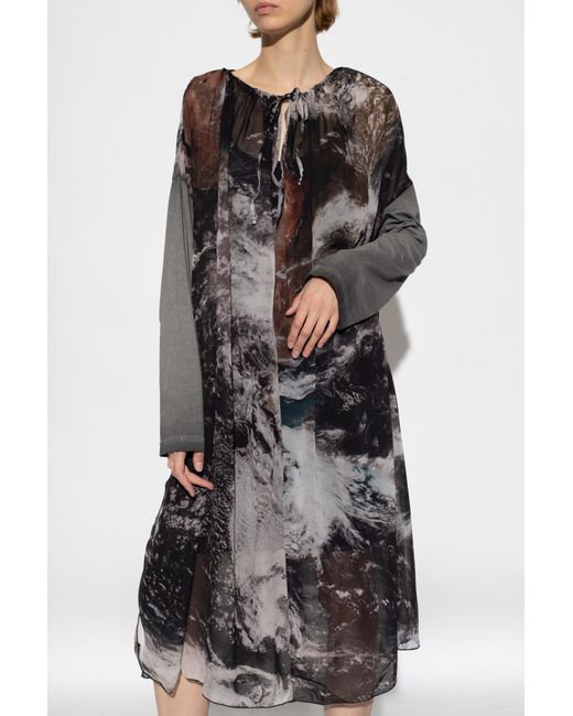 DIESEL Black Planet-Print Drawstring Midi Dress