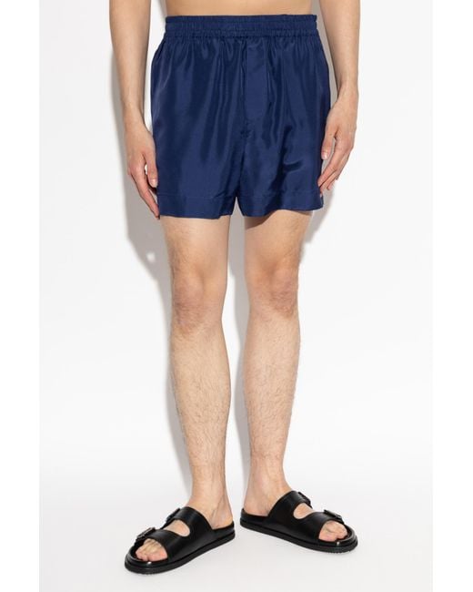 DSquared² Blue Logo Silk Shorts for men