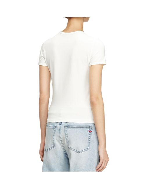 DIESEL White T-Uncutieslong-Od Metallic Oval D T-Shirt