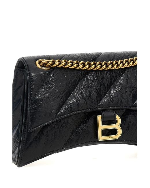 Balenciaga Black Small Crush Shoulder Bag