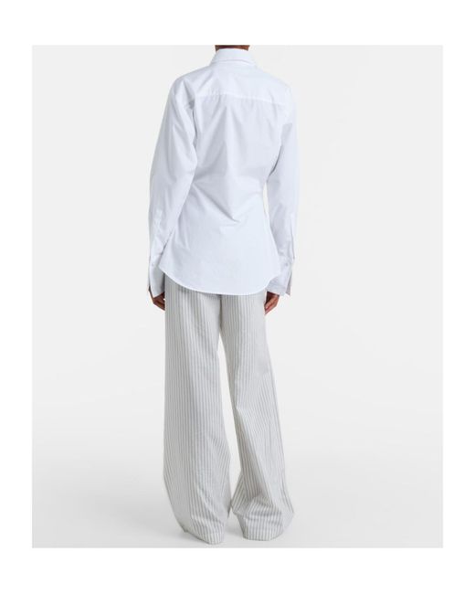 Rohe Gray Striped Silk And Cotton Wide-Leg Pants