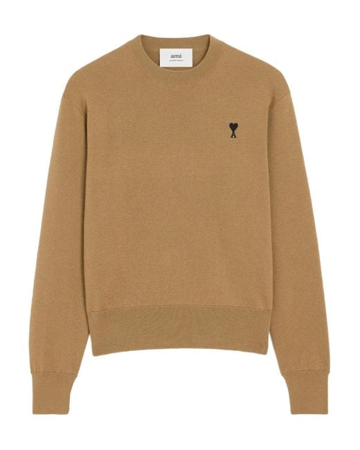 AMI Natural Logo Embroidered Crewneck Jumper for men