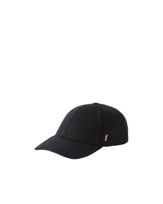 Saint Laurent Black Logo Plaque Baseball Cap