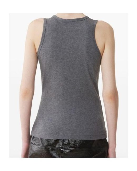 Lanvin Gray Mother And Daughter Embroidered Jersey Tank Top