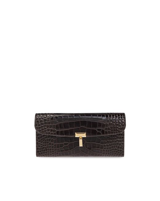 Totême Black Totême T-Lock Embossed Wallet
