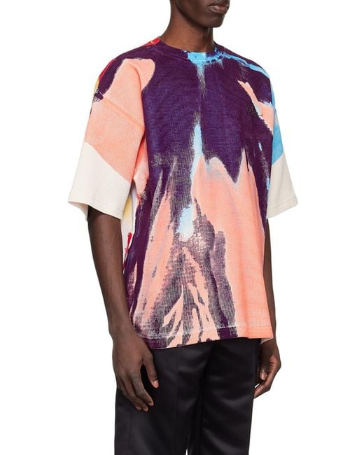 we11done Pink Pattern Printed Short-Sleeved T-Shirt for men