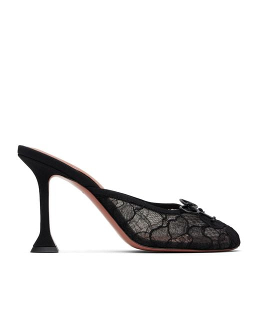 AMINA MUADDI Black Lila 95 Lace Mules