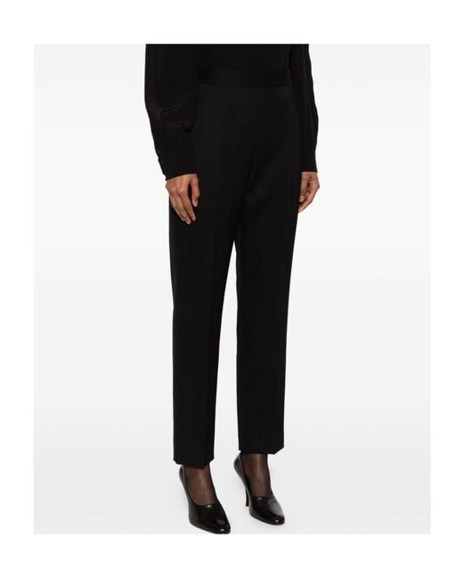 The Row Black Eranza Pressed-Crease Tailored Trousers