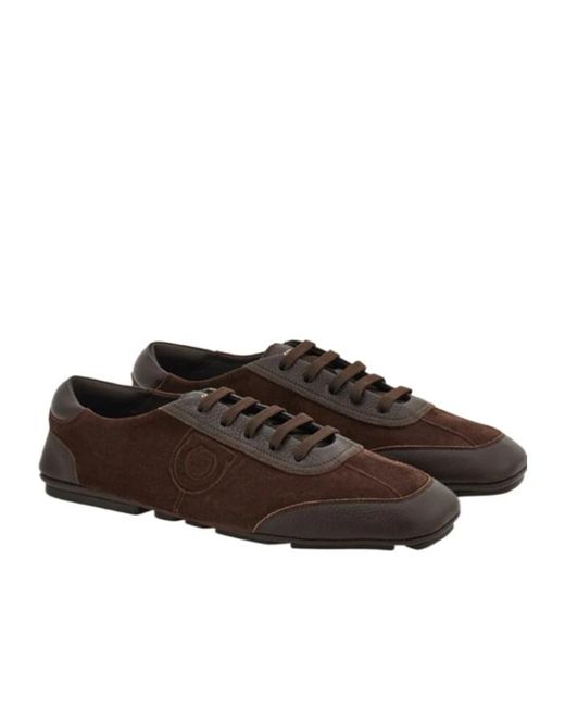 Ferragamo Brown Lace-Up Driver for men