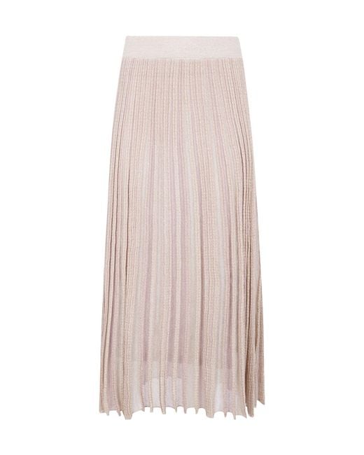 Blugirl Blumarine Pink Striped Lurex Knitted Skirt