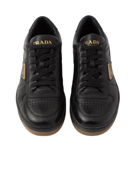 Prada Black Triangle-Logo Low-Top Sneakers for men