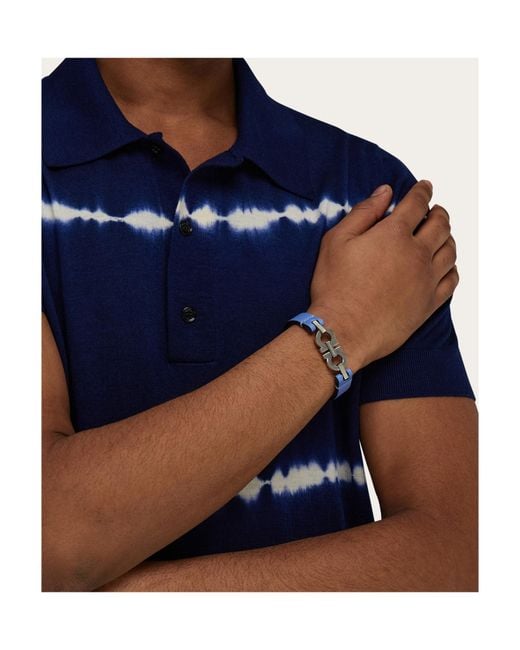 Ferragamo Blue Ferragamo Double Gancini Bracelet for men