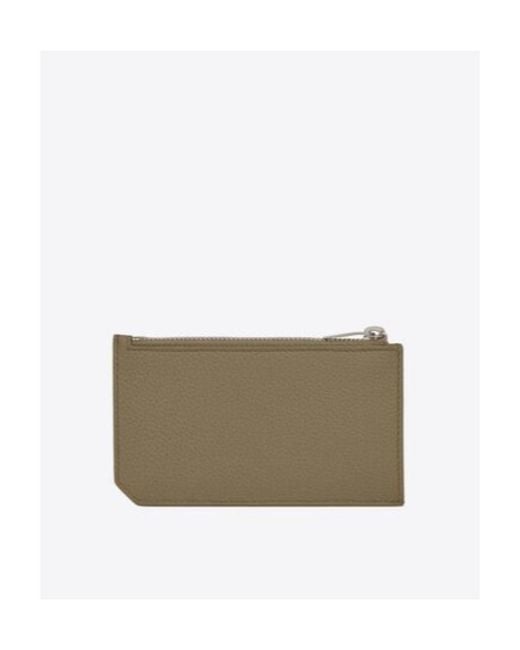 Saint Laurent Gray Tiny Cassandre Fragments Zipped Card Case for men