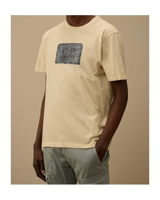 C P Company Natural Logo Patch Short Sleeve T-Shirt for men