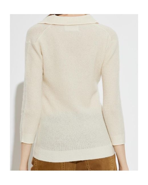 Isabel Marant White Collared Long-Sleeved Knit Sweater