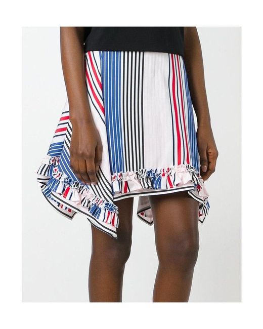 MSGM White Sharp-Angled Striped Skirt