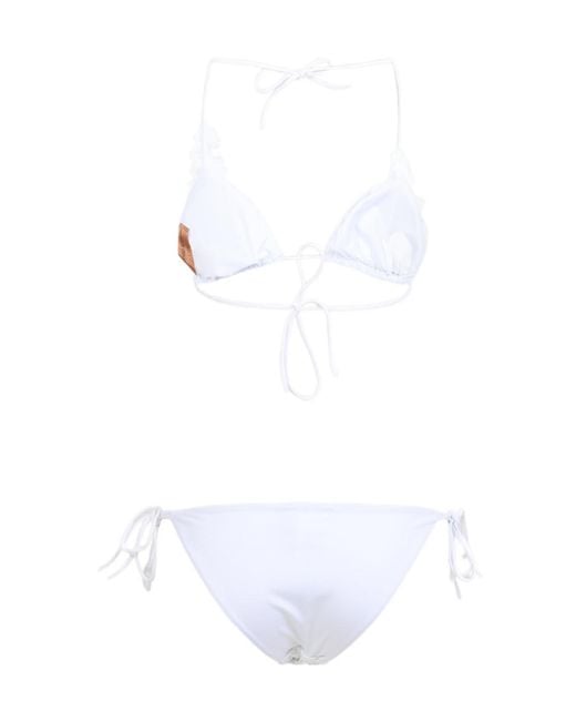 Ermanno Scervino White Lace Triangle Bikini