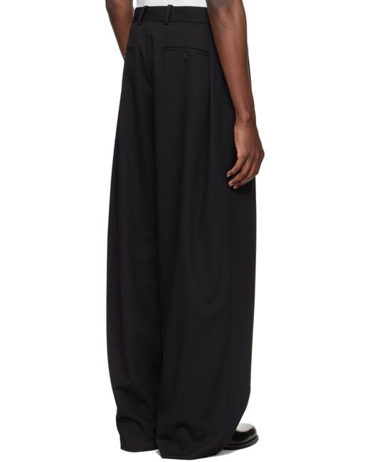 Wooyoungmi Black Single-Pleated Wide-Leg Casual Pants for men